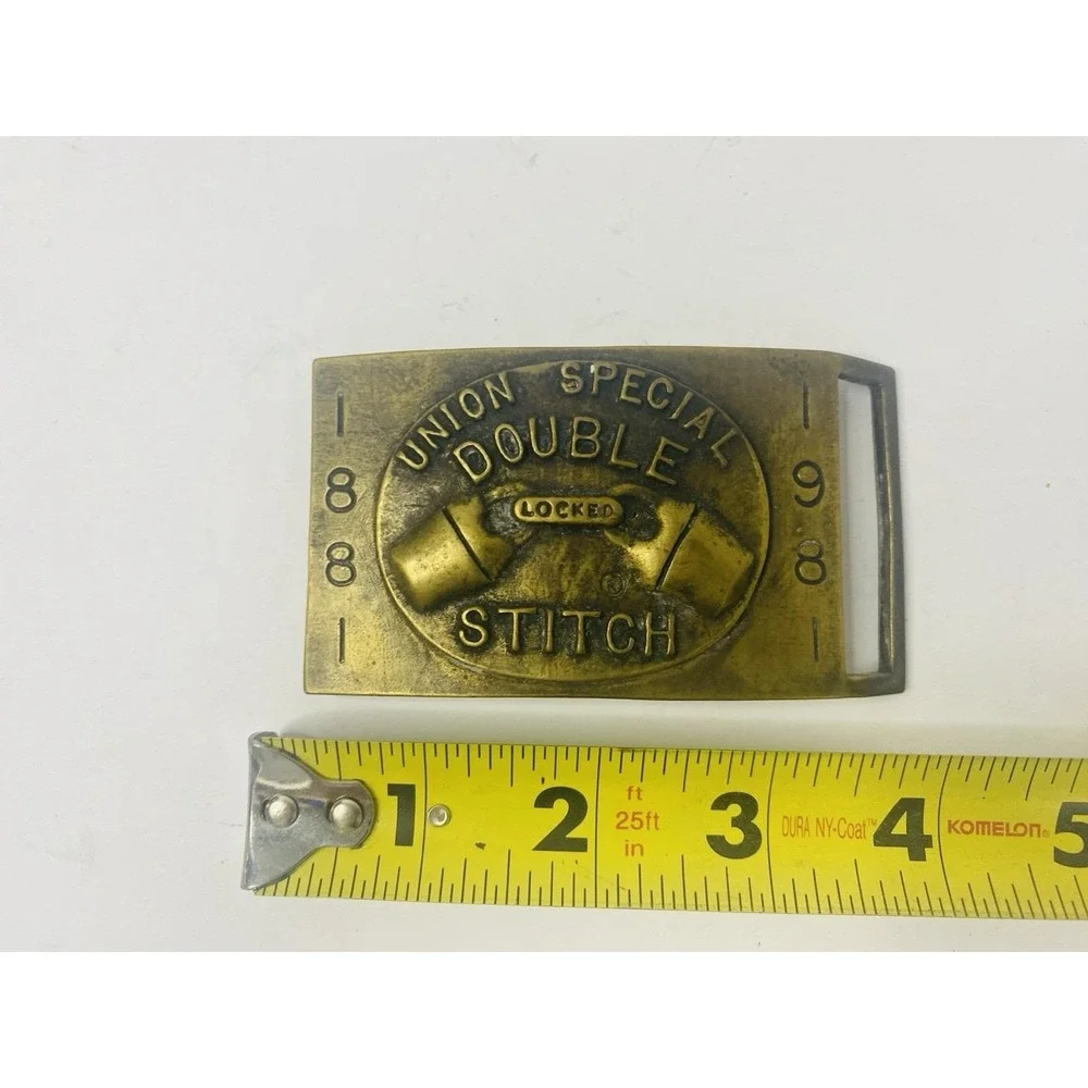 1881 1981 Union Special Double Locked Stitch Brass Belt‎ Buckle Vintage